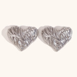 1 par de pendientes Retro de acero inoxidable chapados en forma de corazón para mujer