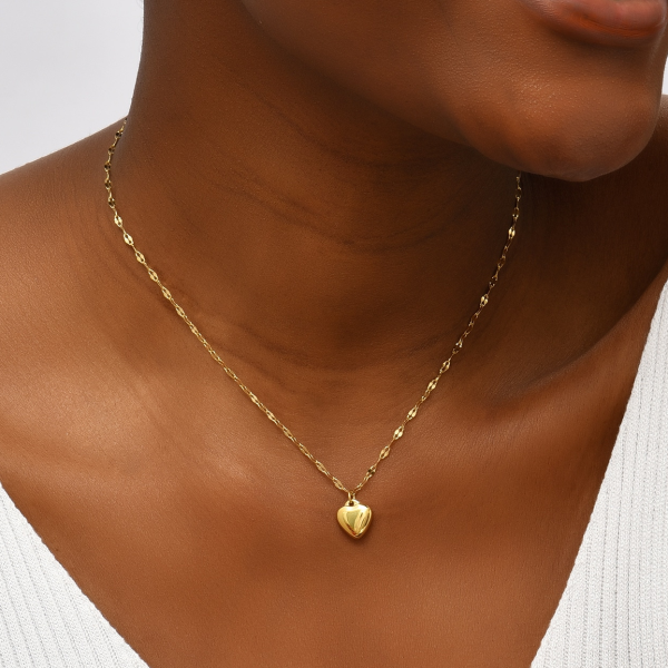Collar De Acero Inoxidable Con Cadena Colgante En Forma De Corazón Simple De Moda
