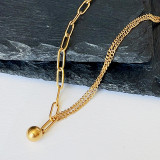 Collar con colgante chapado en oro de 18 quilates con cadena de acero de titanio de color sólido de estilo simple
