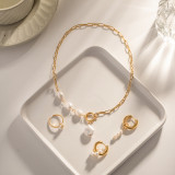 1 pieza de collar con colgante de perlas barrocas de acero inoxidable irregulares a la moda