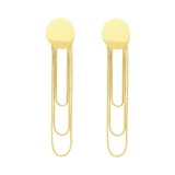 1 par de pendientes colgantes chapados en oro con circonita de acero inoxidable con incrustaciones de borlas de estilo clásico