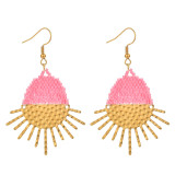 1 par de pendientes colgantes con cuentas de acero inoxidable con diseño de sol bohemio