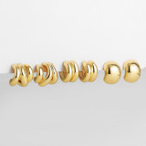 1 par de pendientes chapados en oro de acero inoxidable chapado en Color sólido de estilo Simple