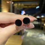 1 par de aretes chapados en oro de acero inoxidable con revestimiento circular para mujer