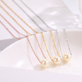 Collar de perlas artificiales con incrustaciones de acero y titanio, Color sólido, estilo Simple, 1 pieza