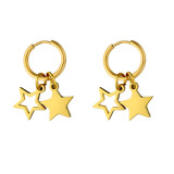 Pendientes chapados en oro con incrustaciones de concha de estrella de mar, estilo Simple, clásico, piedras preciosas artificiales de acero inoxidable, 1 par