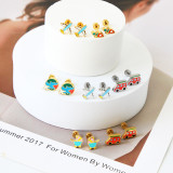 Pendientes chapados en acero inoxidable con forma de pato aeroplano, 1 par