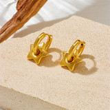 1 par de aretes de aro chapados en oro de 18 quilates de acero inoxidable chapado en color sólido de estilo simple
