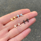 1 par de aretes de acero inoxidable con revestimiento cruzado de estilo simple