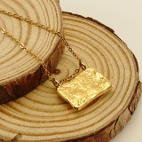 Collar con colgante chapado en oro de 18 quilates con incrustaciones de acero inoxidable y ojo del diablo informal estilo INS
