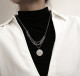 Collar con colgante de cadena de acero de titanio redondo de estilo simple