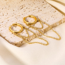 1 par de pendientes colgantes chapados en oro de 18 quilates de acero inoxidable con borla redonda estilo francés Retro