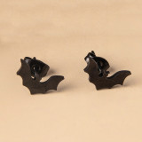 Pendientes tipo murciélago de acero inoxidable de estilo simple, 1 par