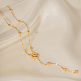 Collar largo con colgante chapado en oro de 18K chapado en acero inoxidable con estrella de estilo Simple estilo INS