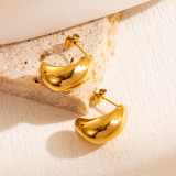 1 par de pendientes chapados en oro de 18 quilates con revestimiento de acero inoxidable en forma de C estilo moderno estilo clásico