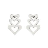Pendientes tipo botón con revestimiento de acero inoxidable en forma de corazón de estilo simple, 1 par