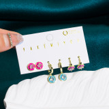 1 Juego de pendientes de circonita con incrustaciones de cobre ovalados cuadrados de moda Yakemiyou