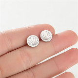 1 par de pendientes redondos de estilo Simple con forma de estrella y Luna, chapados en acero inoxidable