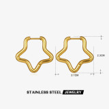 1 par de pendientes chapados en oro de 18 quilates de acero inoxidable con revestimiento de pentagrama de estilo informal y sencillo