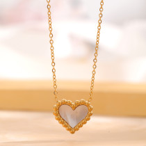 Collar chapado en oro con revestimiento de esmalte de acero de titanio y flor en forma de corazón y estrella de estilo clásico retro