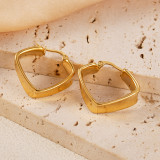 1 par de pendientes chapados en oro de acero inoxidable chapado en forma de C estilo Simple de vacaciones