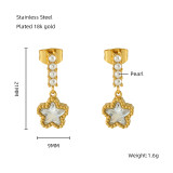 1 par de pendientes colgantes chapados en oro de 18 quilates con incrustaciones rectangulares y forma de corazón de estrella de estilo clásico clásico elegante