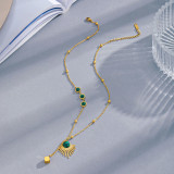 Collar De Piedra Natural Chapado En Oro De Acero Inoxidable Geométrico De Moda 1 Pieza