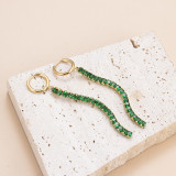 1 par de pendientes elegantes de circonita con incrustaciones de acero inoxidable rectangulares con forma de corazón y borlas para mujer