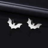 Pendientes tipo murciélago de acero inoxidable de estilo simple, 1 par