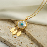 Collar con colgante chapado en oro de 18 quilates con revestimiento de acero de titanio y ojo de diablo de estilo moderno