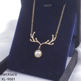 Collar chapado en oro con astas de nudo de lazo de estilo Simple romántico con incrustaciones de perlas artificiales y diamantes de imitación