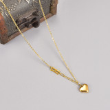 Collar largo con colgante chapado en oro de 18K chapado en acero de titanio con forma de corazón de estilo simple informal