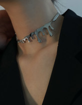 Collar De Metal De Acero Titanio Con Gotas De Agua De Estilo Simple A La Moda