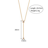 Cadena de suéter de circón con revestimiento de acero inoxidable geométrico de estilo simple