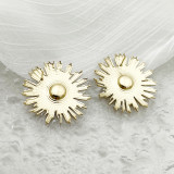 1 par de pendientes Glam Sun de acero inoxidable pulido de metales con incrustaciones de piedra Natural chapadas en oro