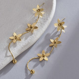 1 par de pendientes colgantes chapados en oro de 14 quilates de acero inoxidable con forma de corazón, elegantes y sencillos