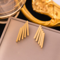 1 par de pendientes de acero de titanio chapados en líneas de estilo simple e informal