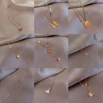 Collar De Diamantes De Imitación Con Incrustaciones De Acero De Titanio Y Mariposa De Flor Y Letras De Moda 1 Pieza