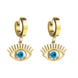 Pendientes de hip-hop con incrustaciones de acero y titanio con ojos de diablo y estrella de moda