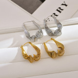 1 par de pendientes chapados en oro de 18 quilates de acero inoxidable chapado en color sólido de estilo clásico