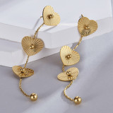 1 par de pendientes colgantes chapados en oro de 14 quilates de acero inoxidable con forma de corazón, elegantes y sencillos
