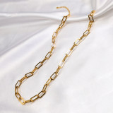 Collar chapado en oro geométrico de 18 quilates con revestimiento de acero inoxidable de estilo simple retro