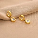 1 par de elegantes pendientes colgantes chapados en oro y acero titanio de color sólido