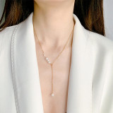 Estilo simple Redondo Titanio Acero Collar con colgante de perlas 1 pieza
