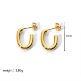 1 par de pendientes chapados en oro de 18 quilates de acero inoxidable con revestimiento cuadrado estilo IG