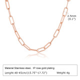 Collar chapado en oro de 18 quilates con revestimiento de acero inoxidable de color sólido de estilo simple