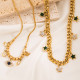 Hip-Hop Pentagrama Gotas de Agua Ojo Acero Titanio Chapado en Oro Collar con Colgante de Circonita 1 Pieza