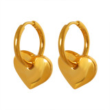 1 par de pendientes colgantes chapados en oro de 18 quilates con forma de corazón, estilo francés elegante, estilo Simple, chapado en acero de titanio