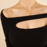 Collar De Acero De Titanio Con Costuras Colgante En Forma De Corazón Simple De Moda