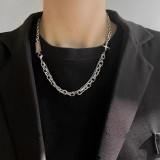 Collar Chapado en plata con diamantes artificiales con incrustaciones de acero titanio y mariposa estilo Punk Vintage Hip-Hop